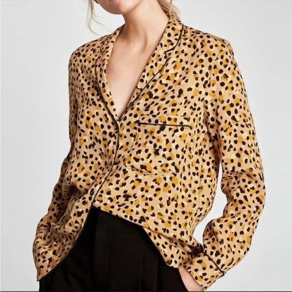 Zara leopard pj blouse